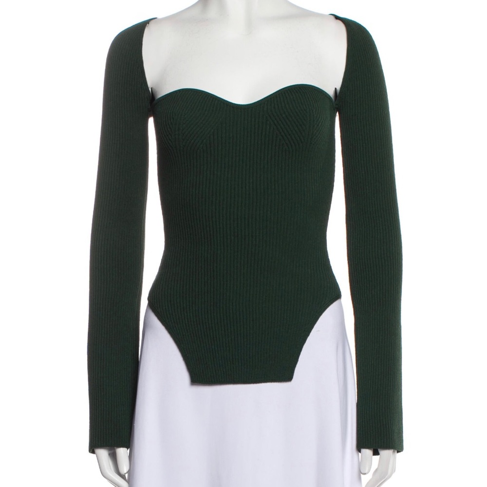 Unbranded boutique sweetheart neckline knit top SZ M L Khaite inspired